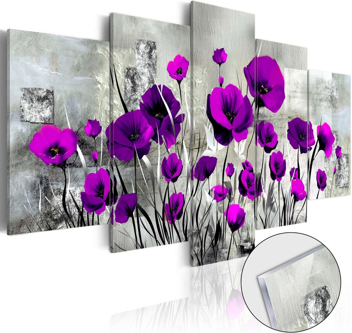 Afbeelding op acrylglas - Meadow: Purple Poppies [Glass]